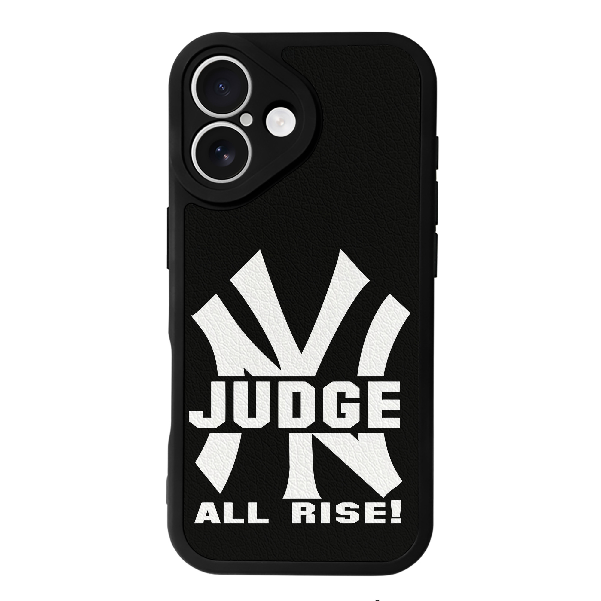 Aaron Judge 99 All Rise IPhone 16 Silicone Leather Case – UV Print, Lambskin Texture – Perfect Fit, Wireless Charging Compatible, Scratch Resistant, Precise Cutouts – Stylish Protection For IPhone 16